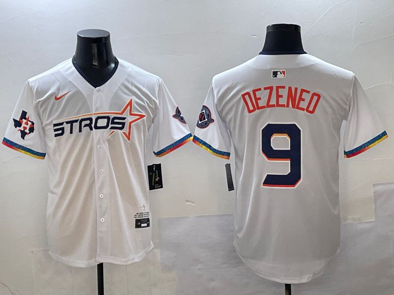 Men Houston Astros #9 Dezeneo White Fourth generation Joint Name Nike 2025 MLB Jersey style 7->philadelphia phillies->MLB Jersey